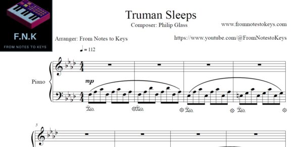 The Truman Show "Truman sleeps" - Philip Glass - Advanced Level